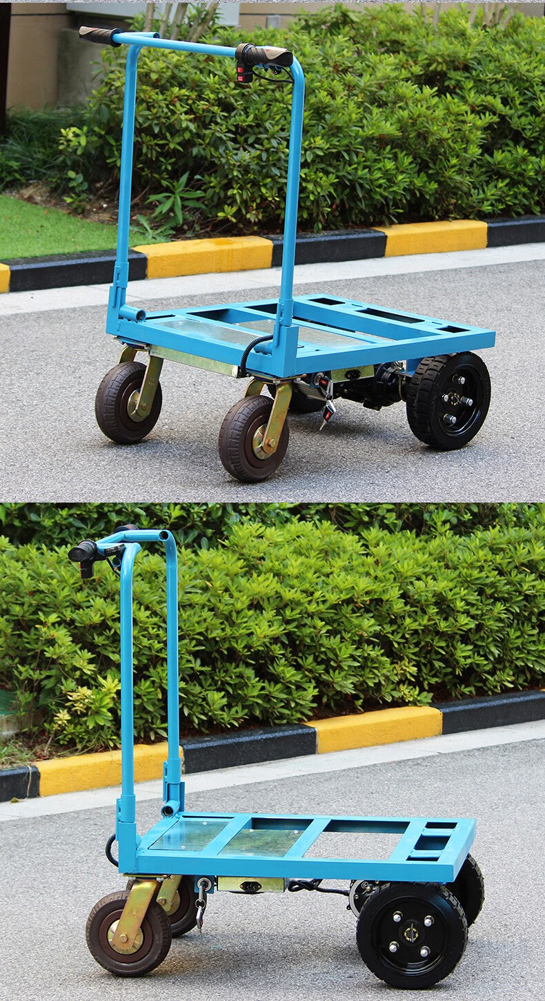 电动手推车拉瓷砖搬运车平板拉货车可进电梯小推车载重王 电瓶款 载重