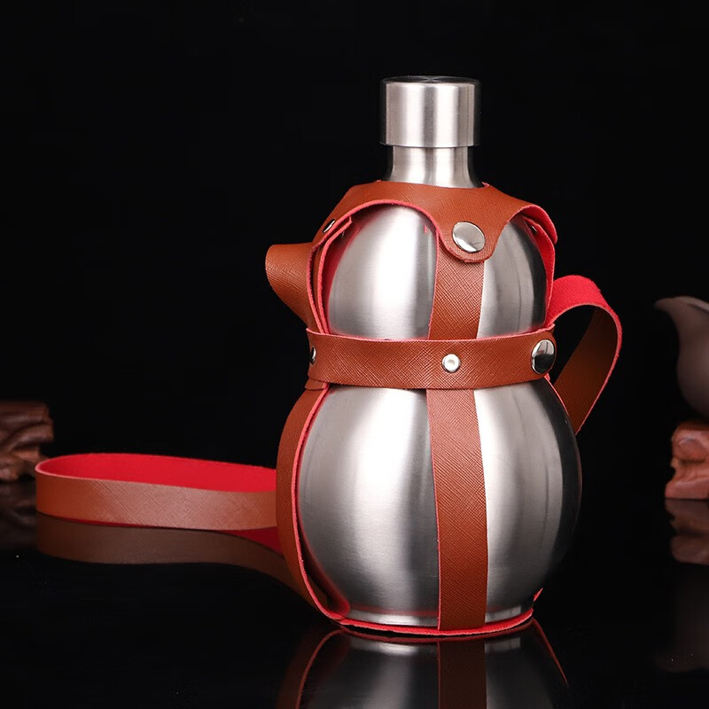不锈钢酒葫芦酒壶便携户外随身水壶酒瓶葫芦水杯半斤砂葫芦酒壶壶套
