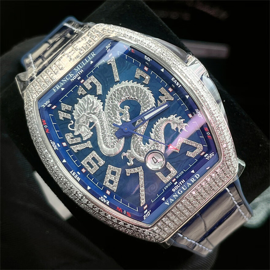 男表v45系列龙纹-精钢后镶钻-自动机械表手表-法穆兰全套机械表【图片