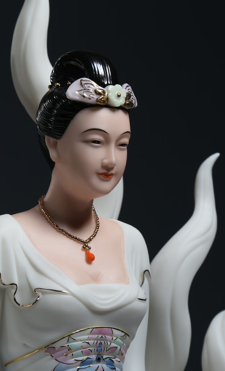 摆件狐仙娘娘佛像摆件四大家族仙家像风水家居摆设蓝彩九尾狐仙16吋