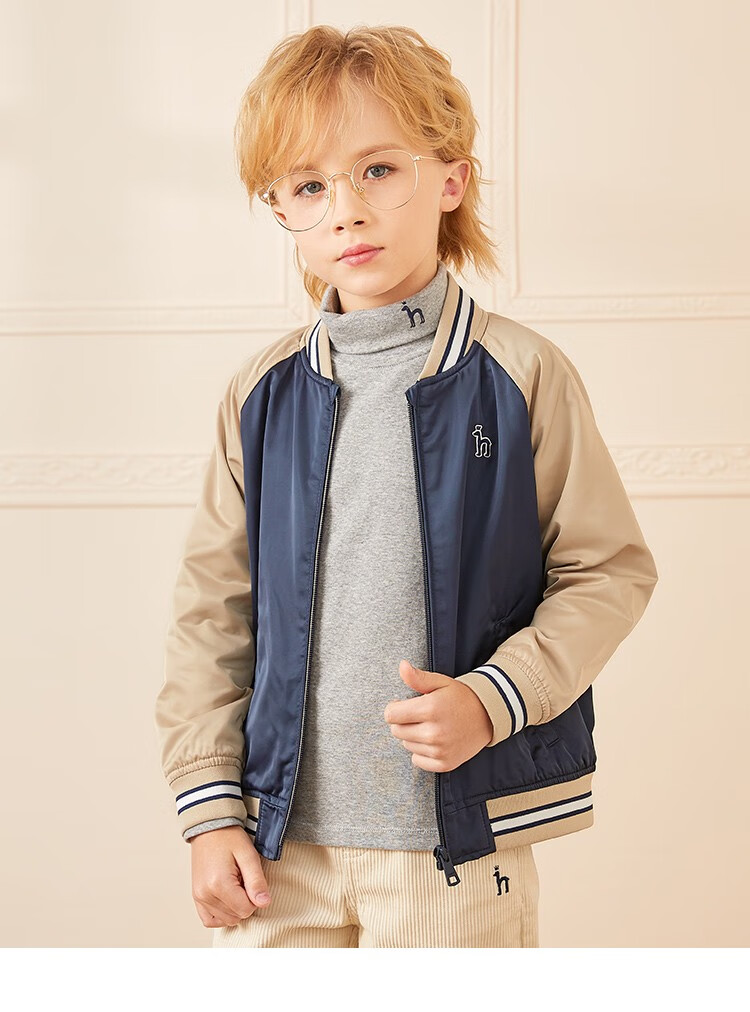 哈吉斯hazzys童装男童外套儿童棒球服秋新品棒球服外套中大童上衣男