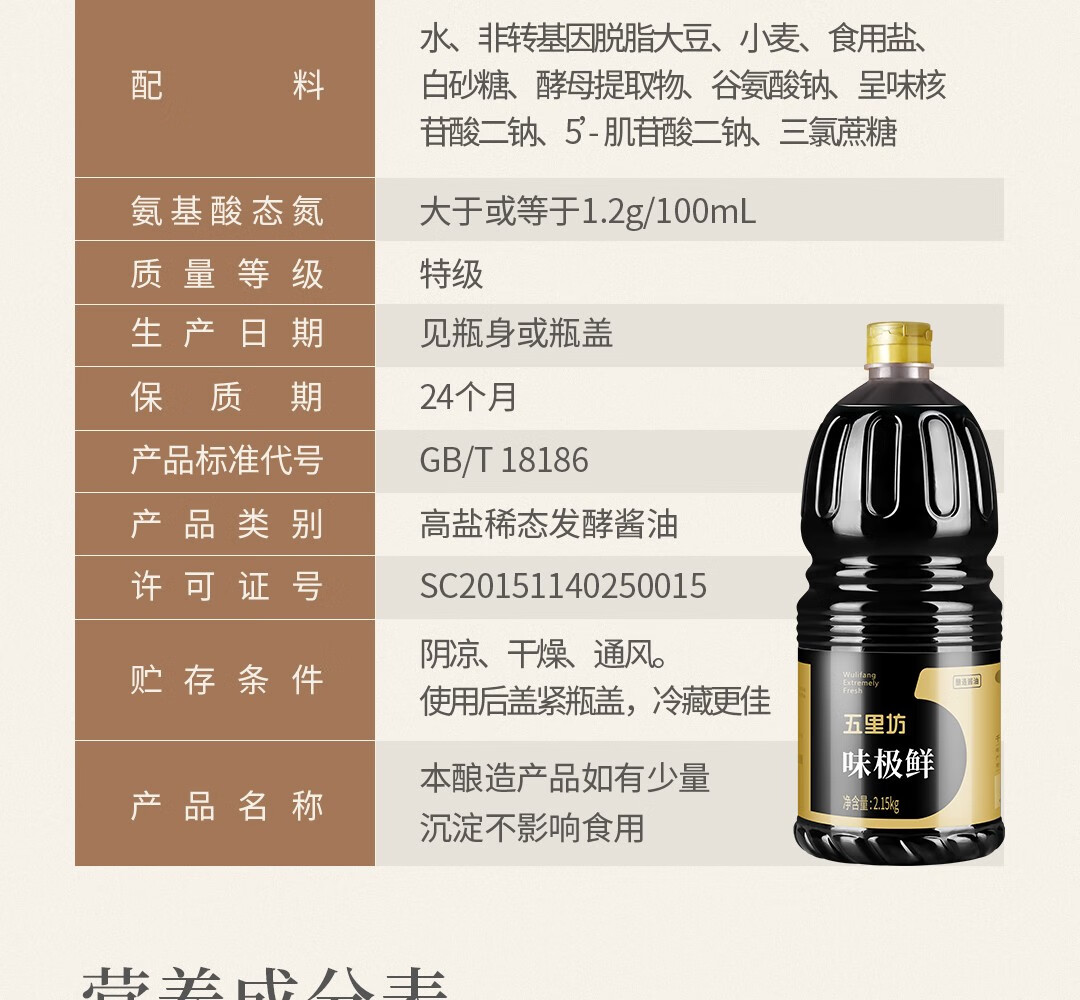 千禾五里坊味极鲜酱油生抽瓶装215㎏粮食酿造特级生抽18l大瓶装单瓶装