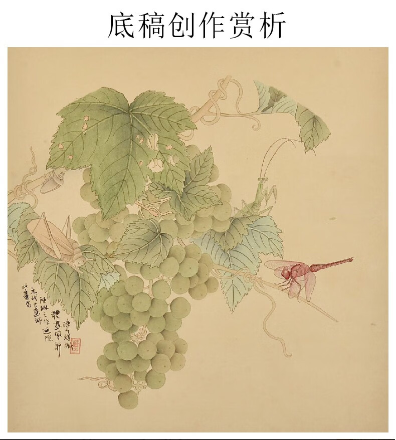 臻言工笔画白描底稿白描画稿草虫画册蝈蝈螳螂天牛蜻蜓临摹初学者入门