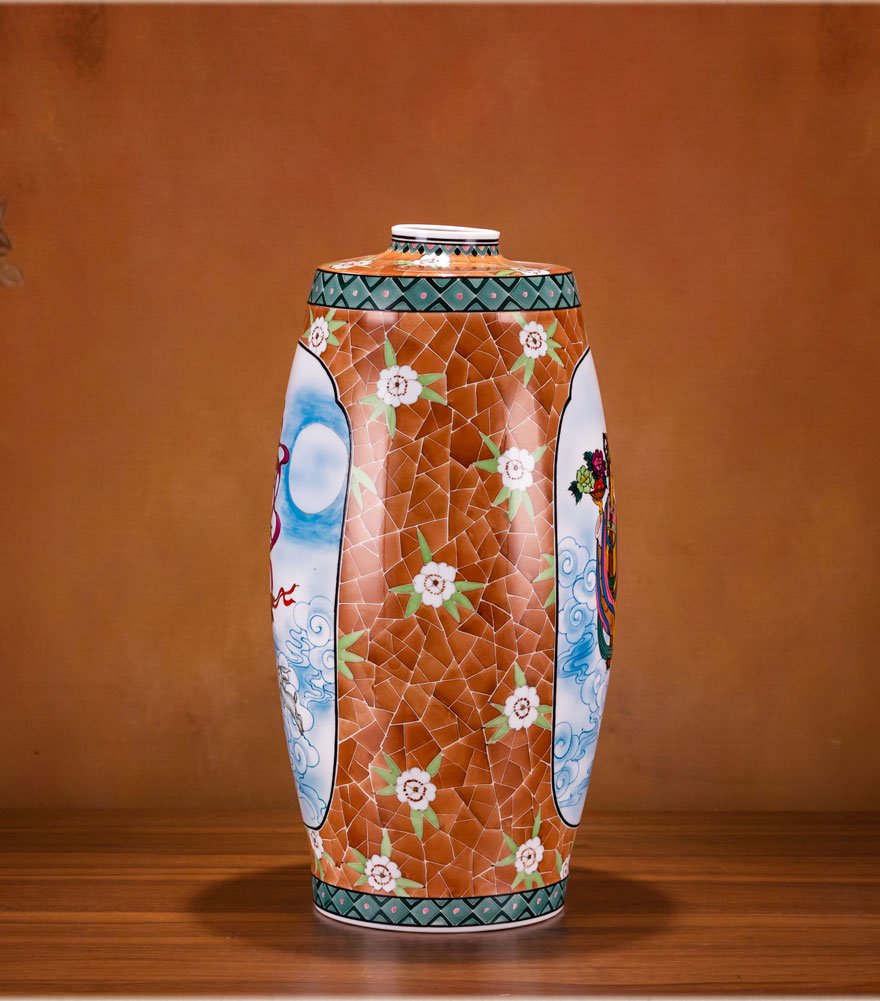 大器官窑 系60-70年代陈列瓷绝迹洪江大球泥纯手绘瓶摆件