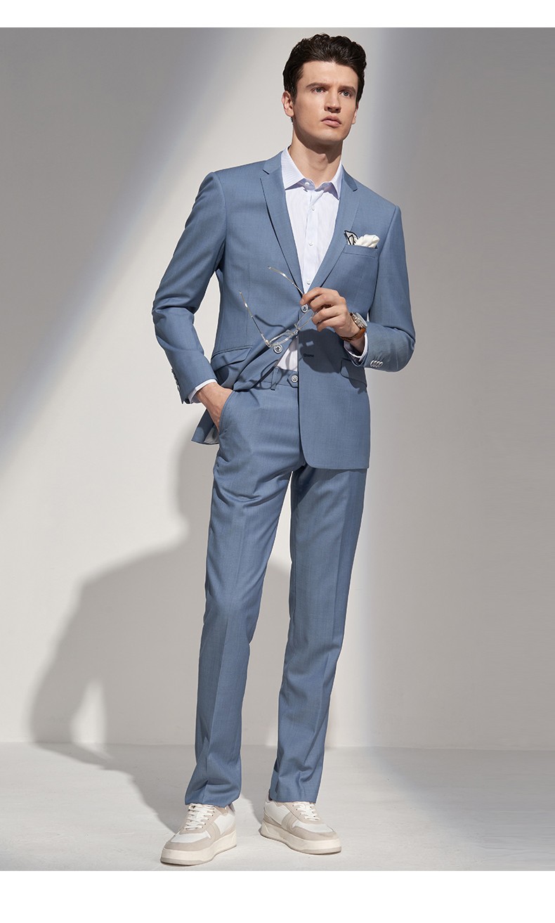 依文意式西服上衣简约浅色平驳领西装男休闲修身帅气ea580062绿色70y