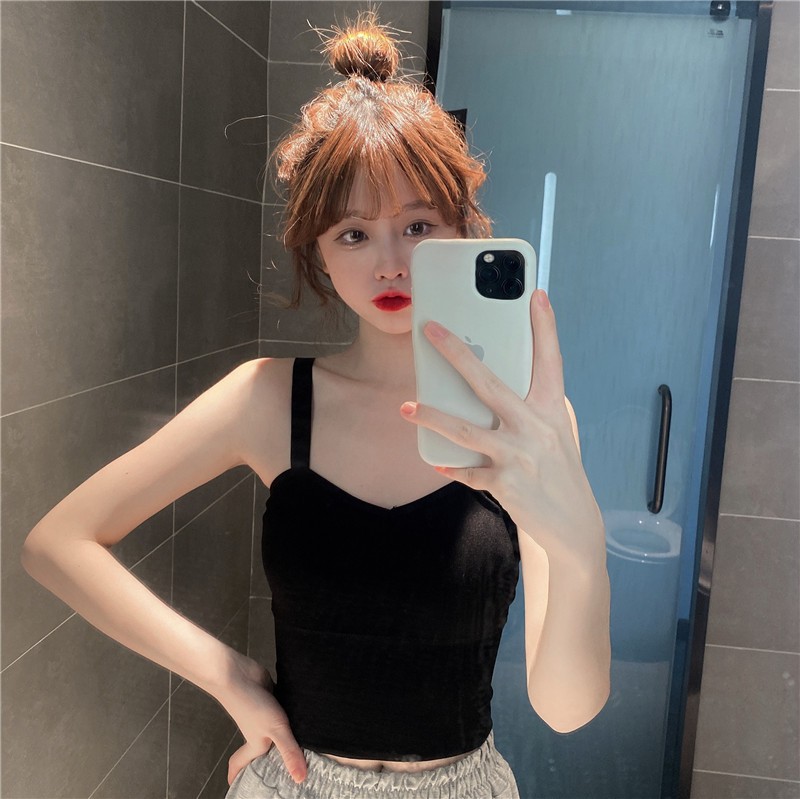 ins潮网红美背上衣吊带背心女无袖内搭抹胸外穿衣服黑色均码70130