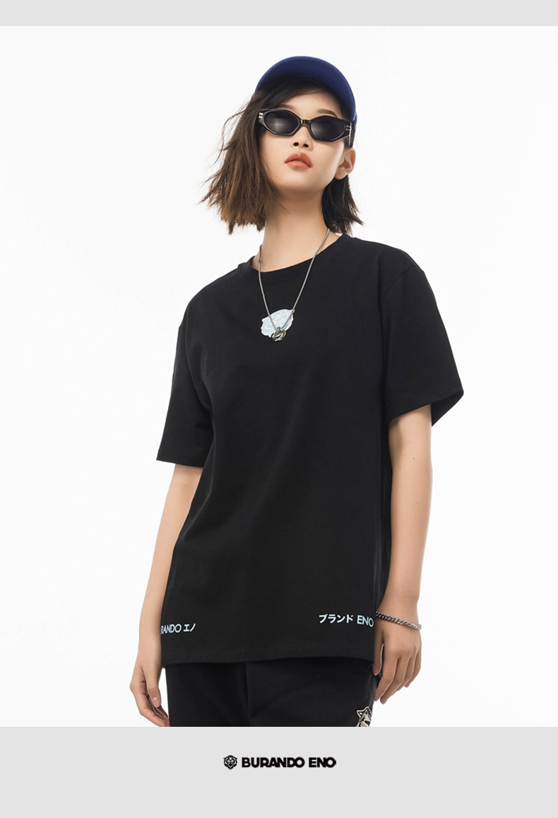 burandoeno潮牌虎头短袖t恤男印花情侣款白色t恤男女同款短袖男夏潮流