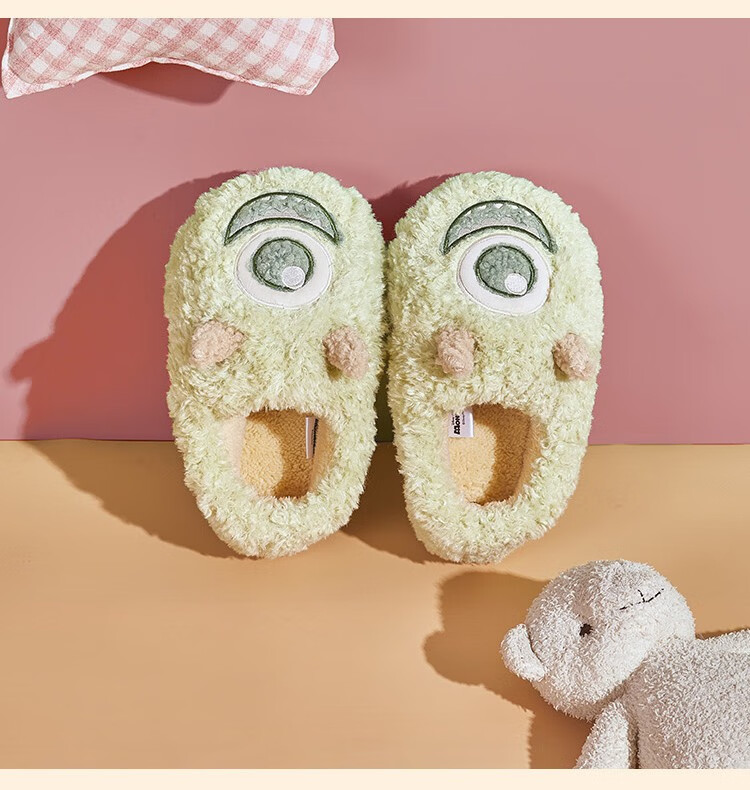 21冬新款gukoo果壳家居拖鞋卡通系列童趣保暖秋冬可外穿情侣家居拖鞋