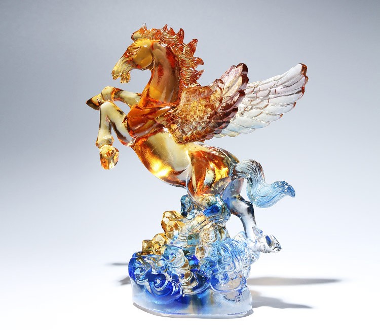 礼上福琉璃飞马摆件高档轻奢水晶工艺品客厅朋友开店开业送礼物高档