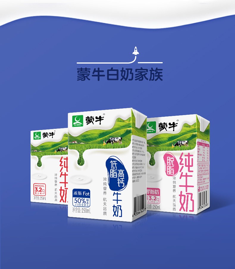 新日期现货速发蒙牛纯牛奶250ml24盒整箱零脂肪牛奶浓纯营养早餐奶11
