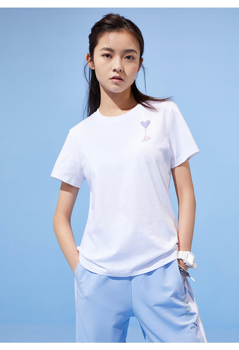 安踏短袖t恤女装2021年夏季新款白色打底衫内搭运动休闲百搭上衣t恤