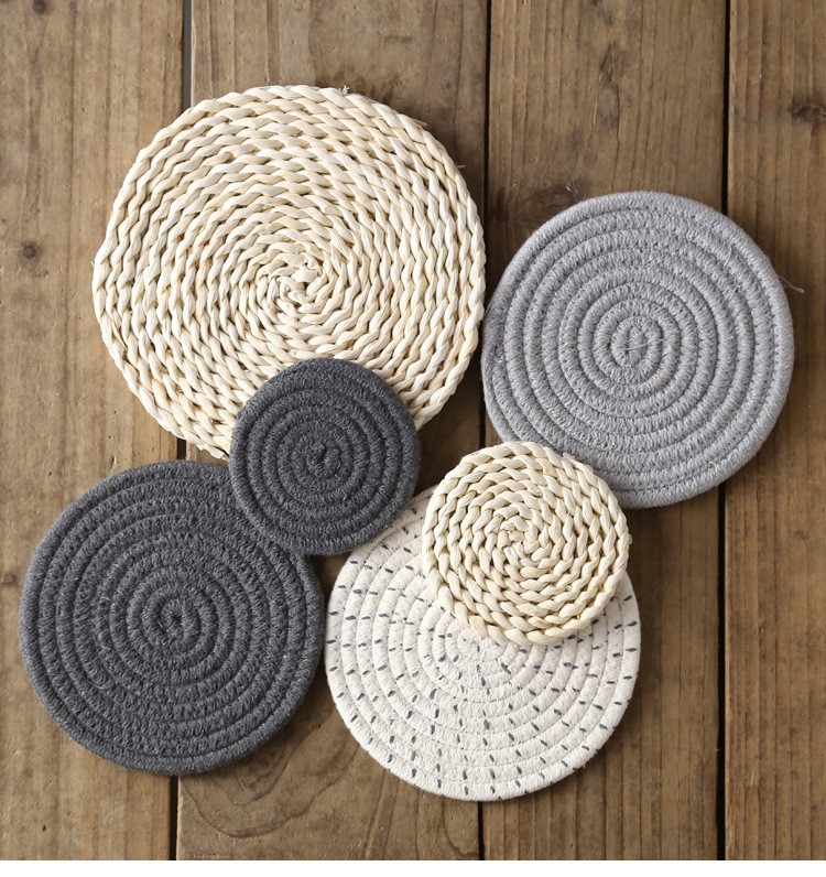 筑升墨日式普通玉米皮餐垫草编餐垫烫棉隔热垫手工砂锅垫垫杯垫大号深