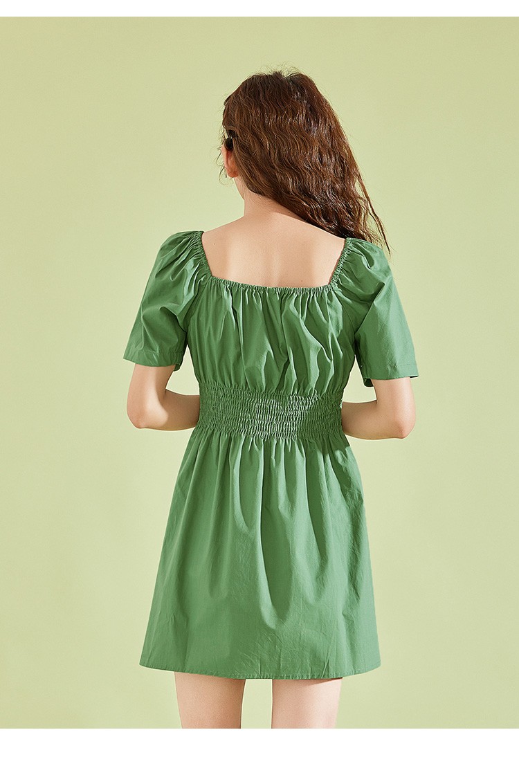 ief/爱依服连衣裙女2021秋夏新款法式清新碎花方领收腰短袖气质短裙1s