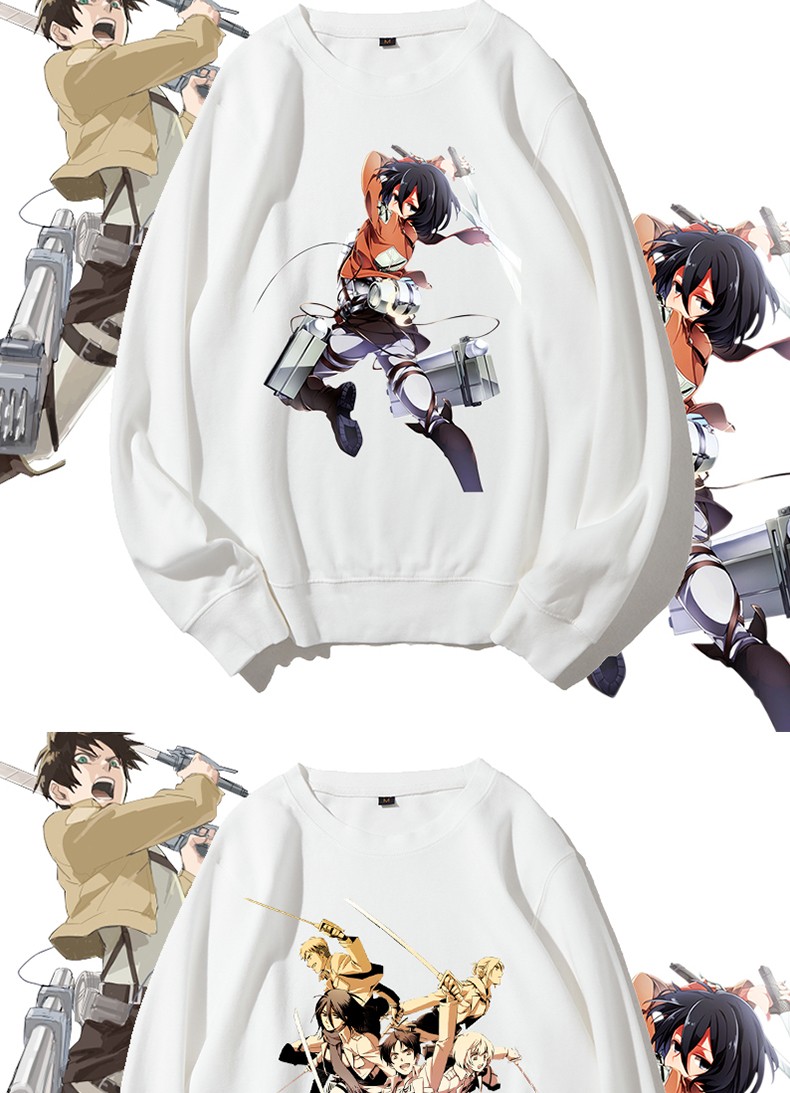 进击的巨人衣服动漫自由之翼艾伦三笠利威尔兵长圆领周边卫衣男潮6白
