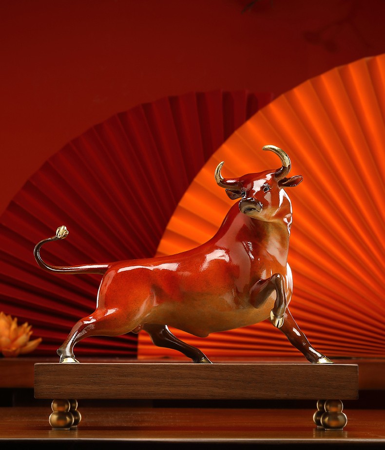 名态鸿运福牛纯铜牛摆件牛转乾坤公司商务乔迁之喜礼物开业礼品办公室