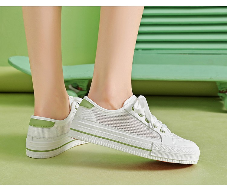 人本小白鞋女夏季网鞋女透气网面鞋子女2022新款厚底平底鞋子女百搭