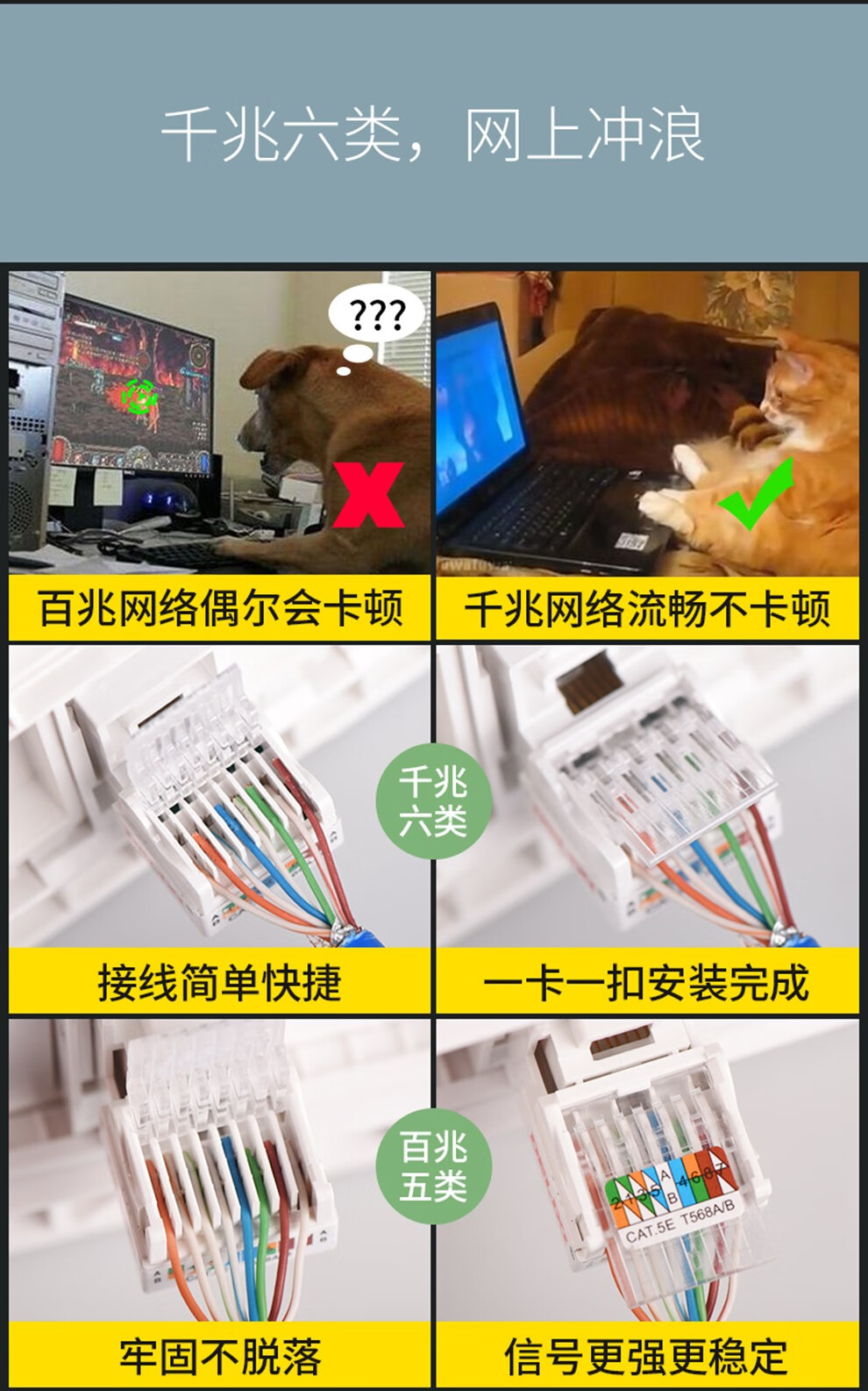 德力西86型双电脑电视网线插座双口二位电脑网络信息接口面板6类千兆