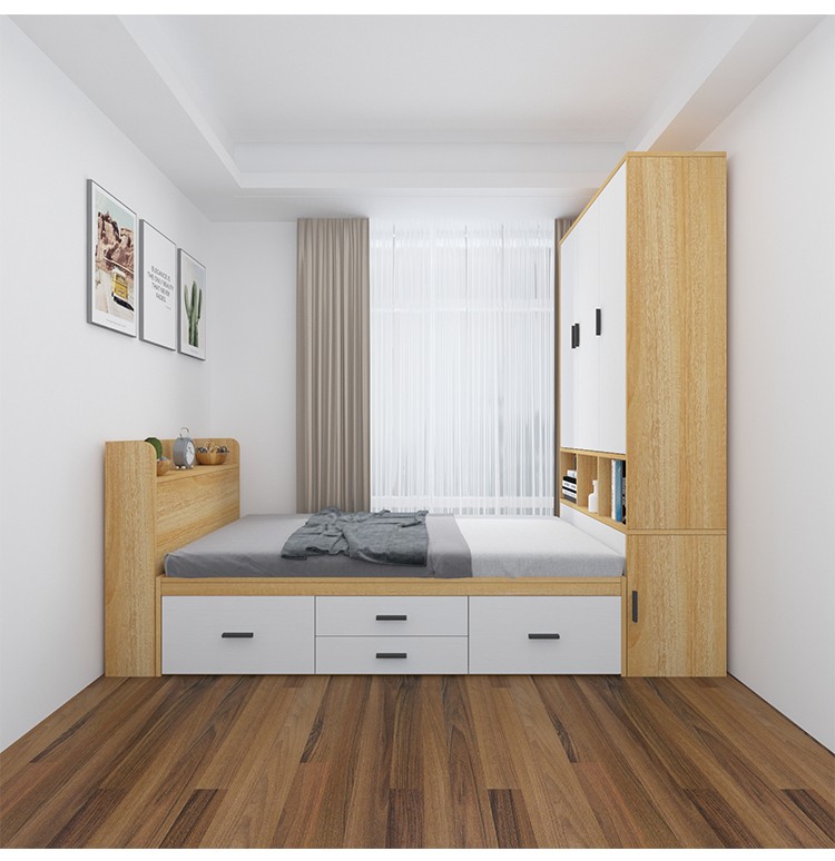 平子集榻榻米床多功能储物床衣柜一体小户型次卧床柜组合可改尺寸浮雕