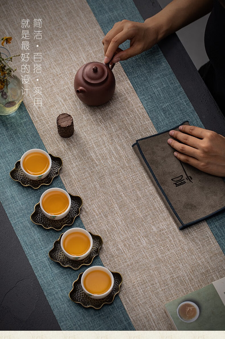 touchmiss禅意布艺茶席家用亚棉麻布中国风桌布桌旗茶台布垫余未茶席