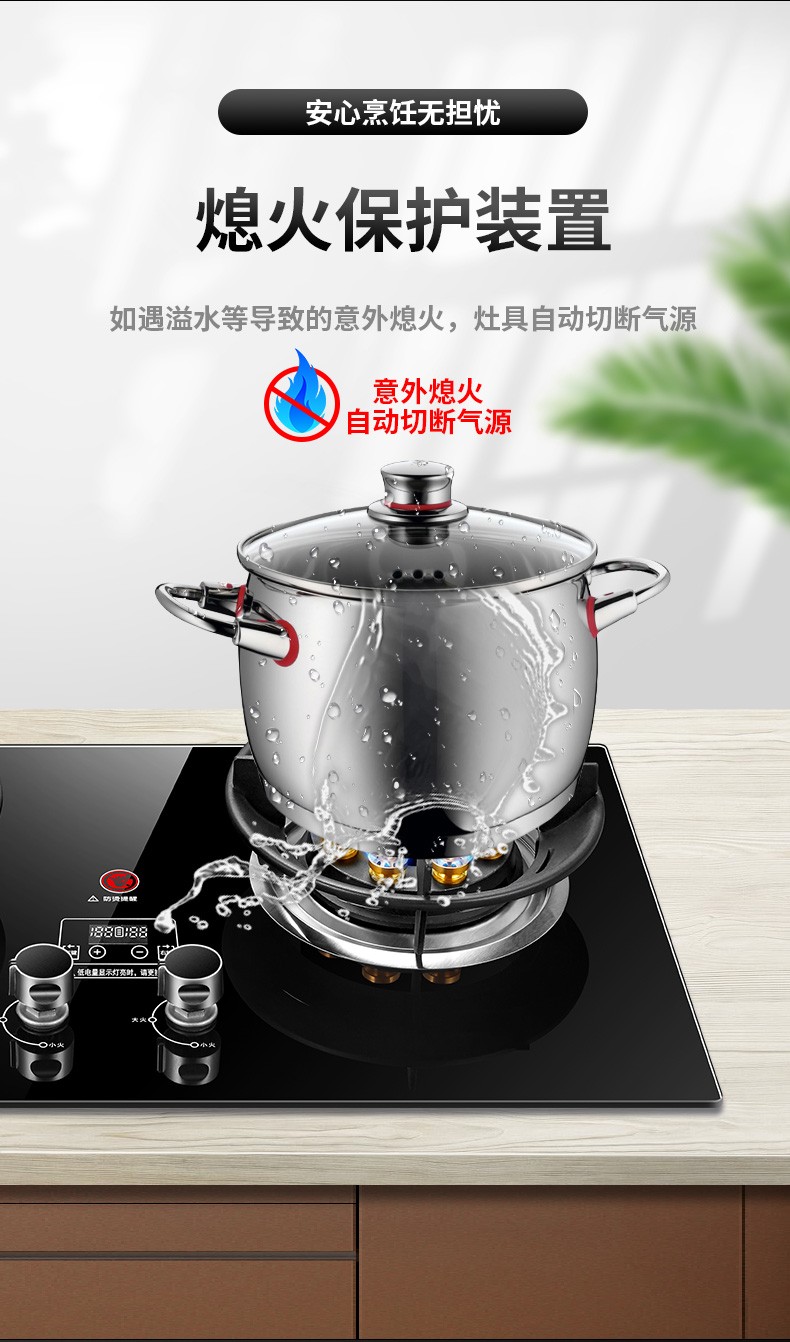 威力weili燃气灶双灶煤气灶家用大火力天然气液化气灶具防风聚能定时