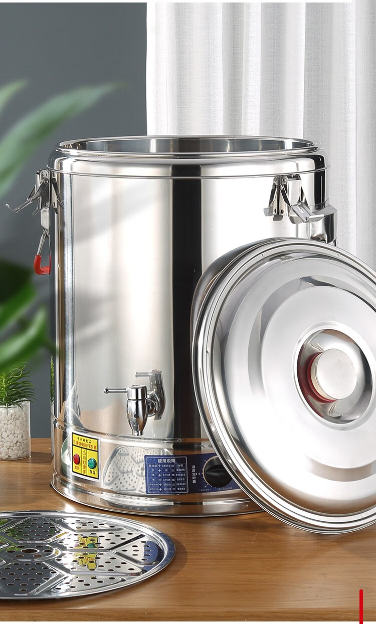 新款升级电热蒸煮桶100升80商用保温桶加热不锈钢烧水桶大容量汤锅装