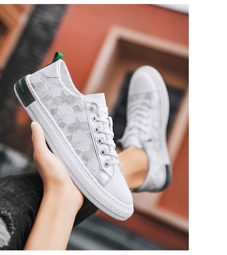 hang ten欢腾男鞋夏季新款时尚平底运动板鞋男士百搭薄款休闲鞋子 白