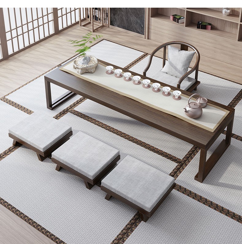 日式榻榻米茶桌椅组合实木小茶几家用炕桌新中式功夫禅意泡茶桌长方形