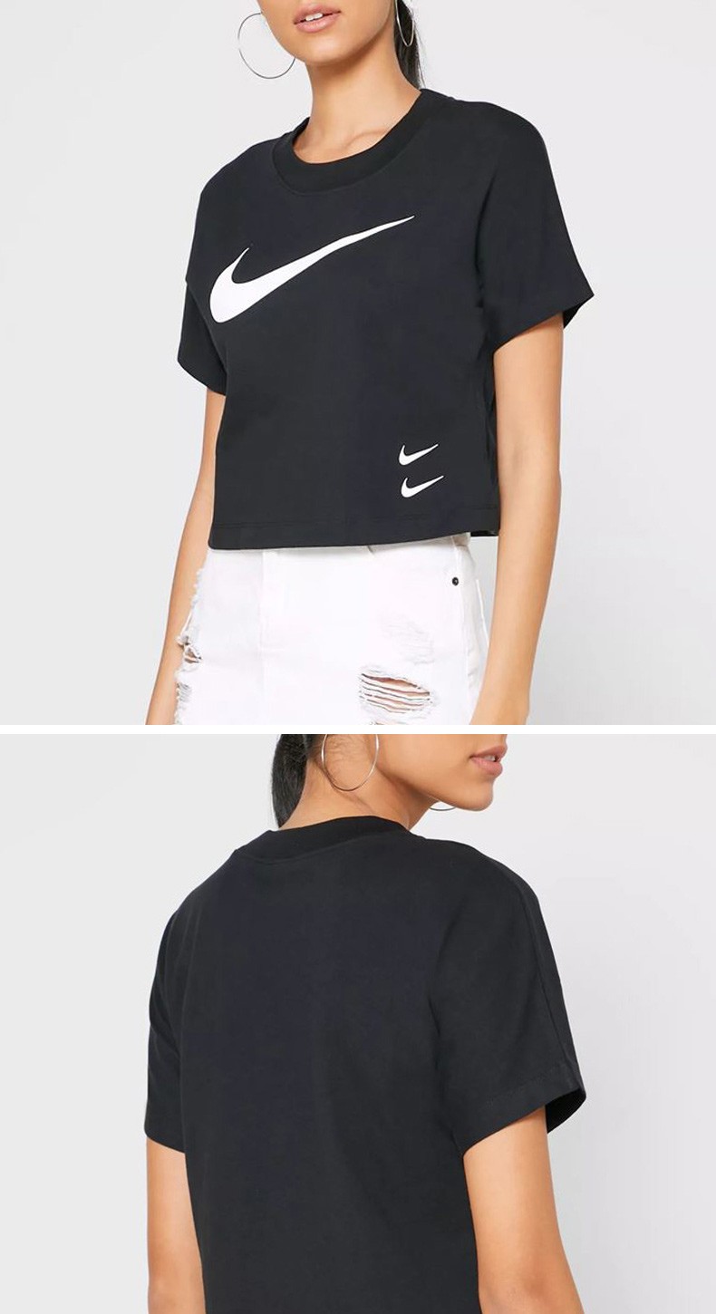 nike耐克短袖女2021夏新款大钩双钩休闲短款露腰半袖t恤潮db3873 db