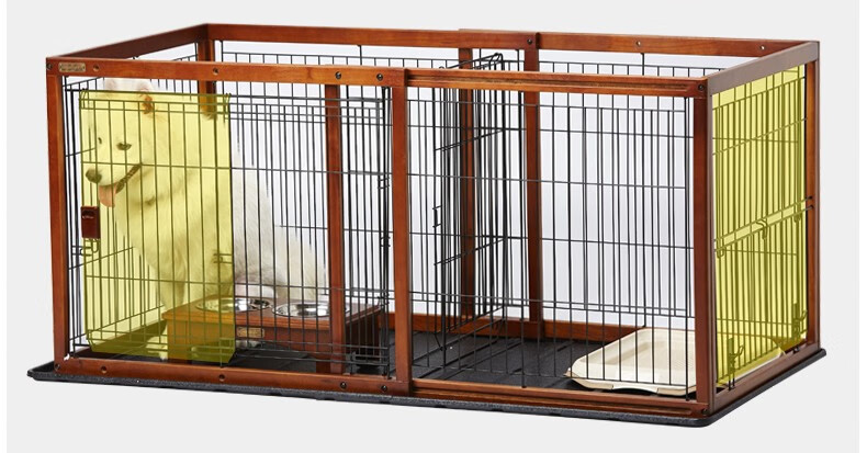 隆贝得豪华狗笼可拉伸狗笼子中小型犬宠物笼具带厕所可推拉分隔泰迪