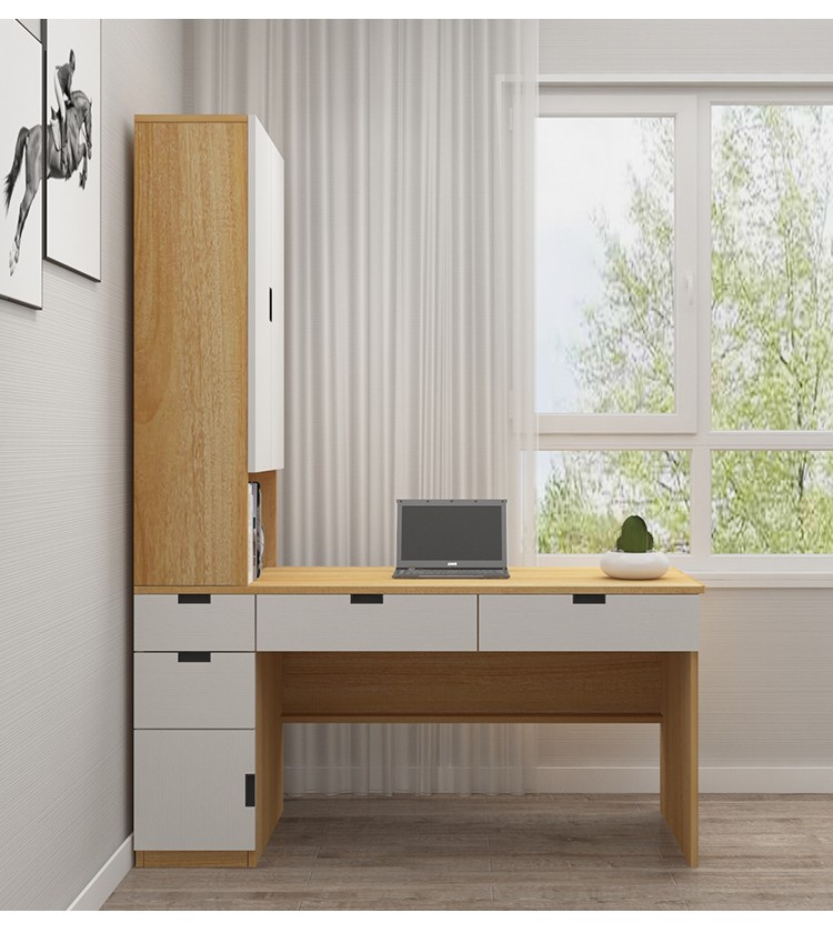 平子集书桌学习桌书柜组合单人卧室柜书架桌书架柜可改尺寸木纹灰色总