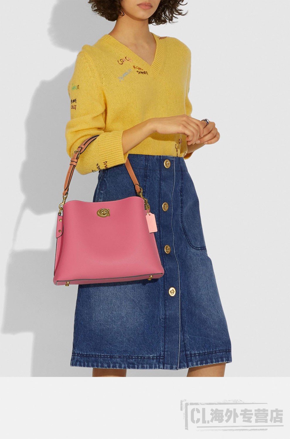 coach蔻驰女包willow系列中号单肩斜挎手提包2021早春新款裸粉色c2590