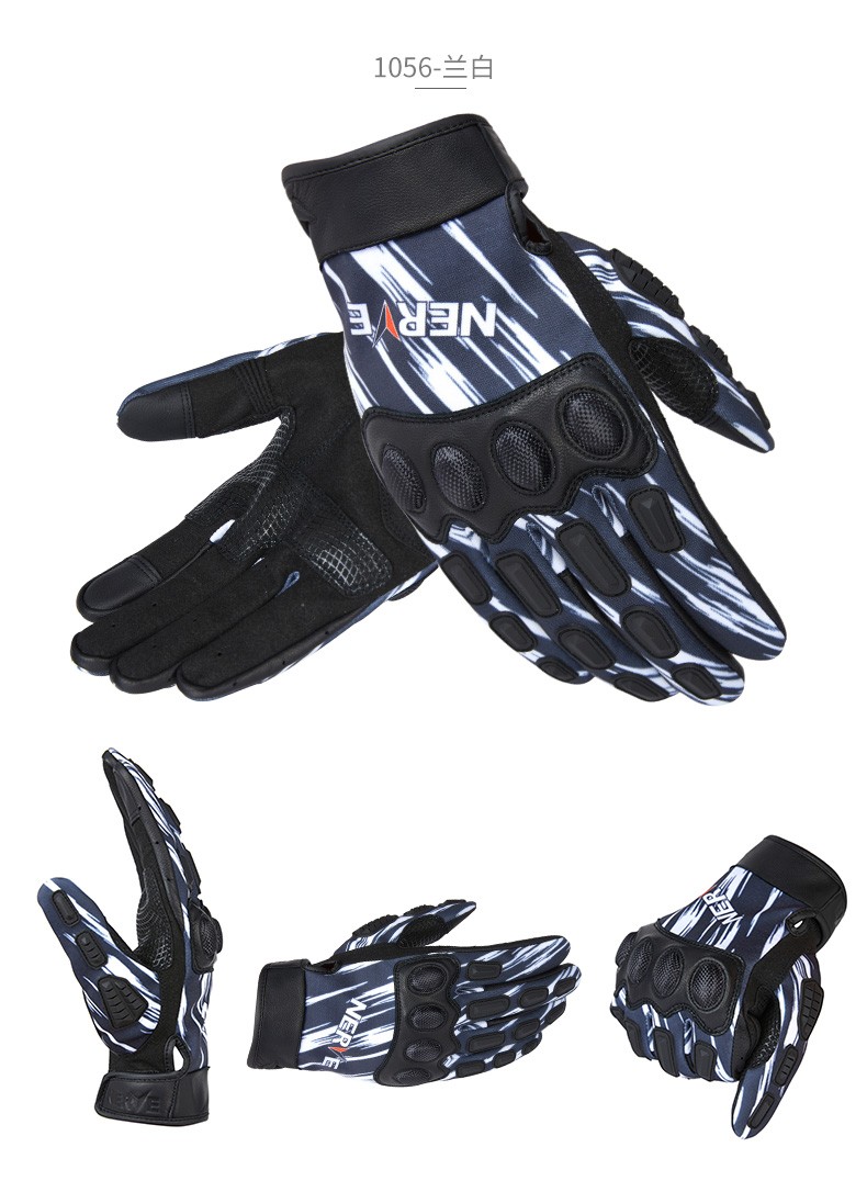nerve涅夫摩托车手套男女机车赛车骑行夏季薄款透气防摔耐磨触屏黑色