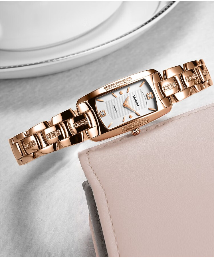 瑞士天珺tangin手表智雅系列方形时尚石英女表钢带手链防水女士手表t