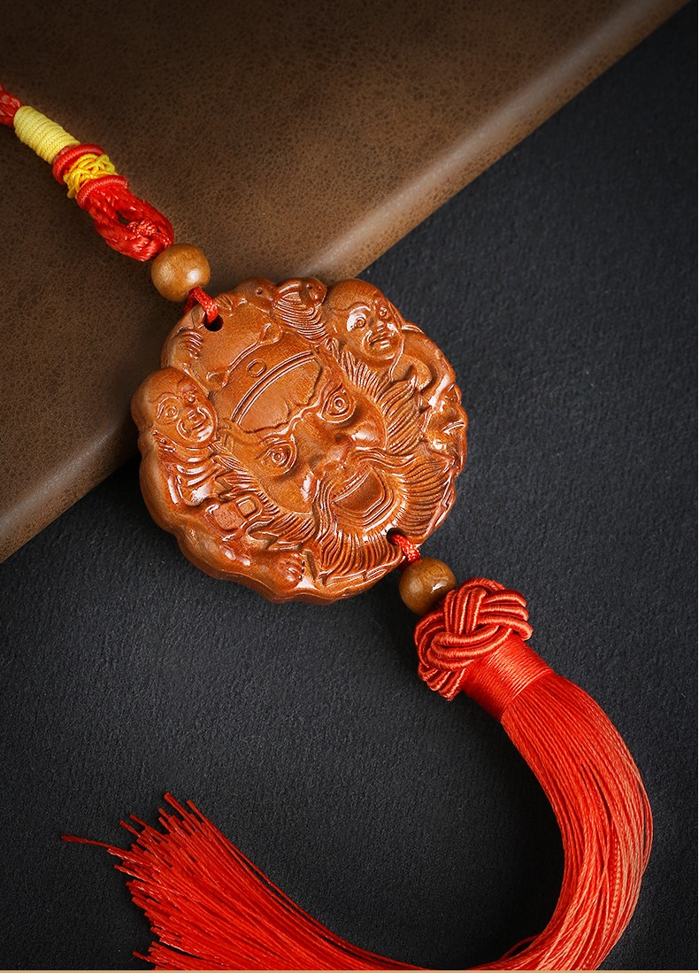 康聚如桃木雕钟馗吉祥挂件腰扣皮带木雕钥匙扣家居装饰平安吉祥物父亲
