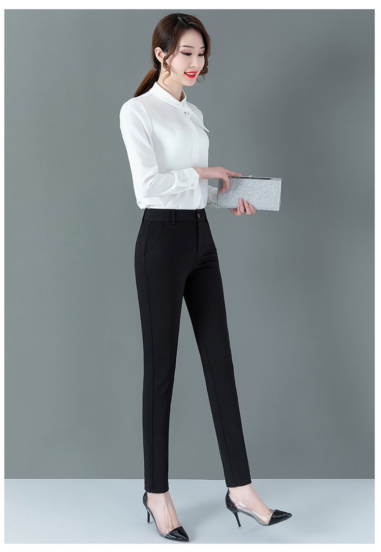 休闲裤女春秋夏季新款修身显瘦直筒小脚西裤女士高腰紧身弹力职场气质