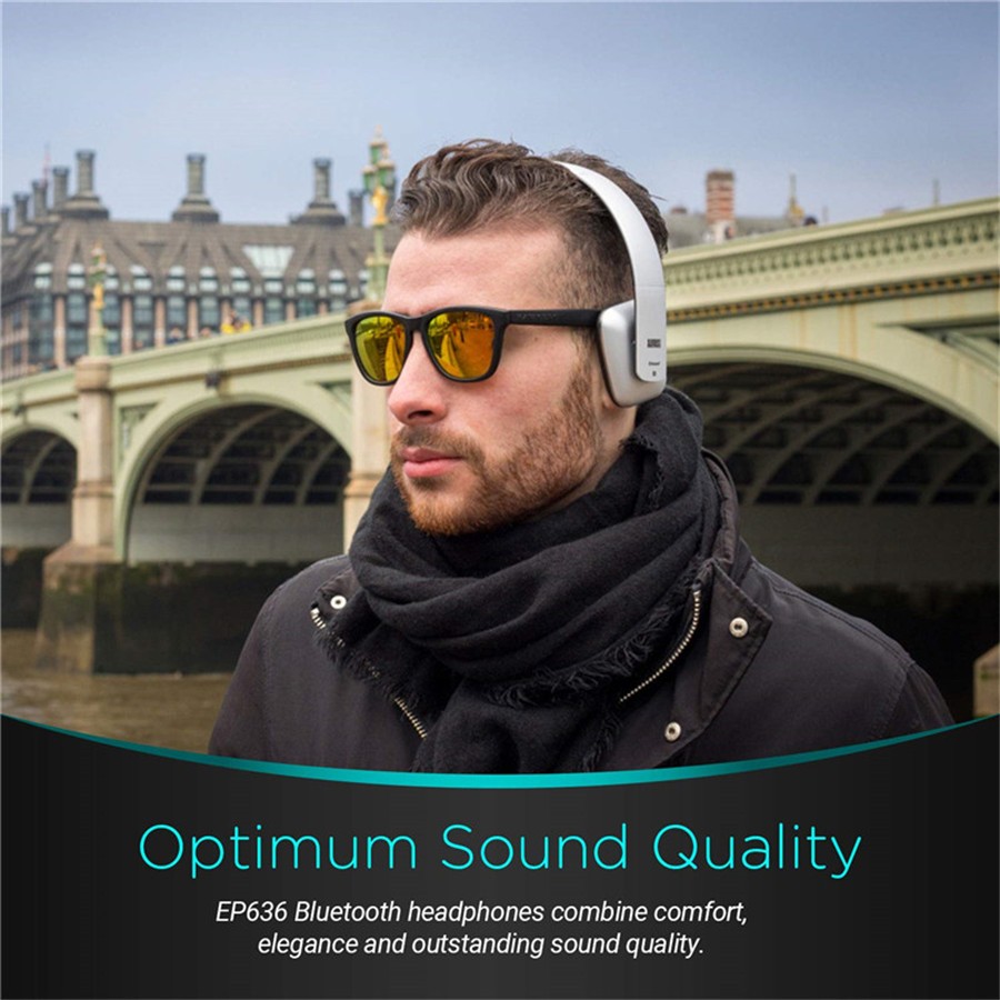 augustep636无线头戴式蓝牙耳机上下班听歌外出旅行携带音乐耳机银色