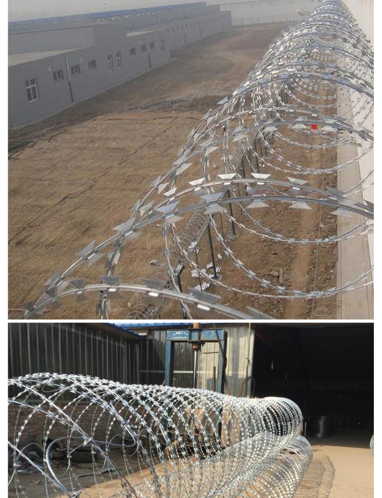 防盗防爬带刺铁丝网围栏围墙刀片防爬网刀片刺绳网防护栏网镀锌双螺旋