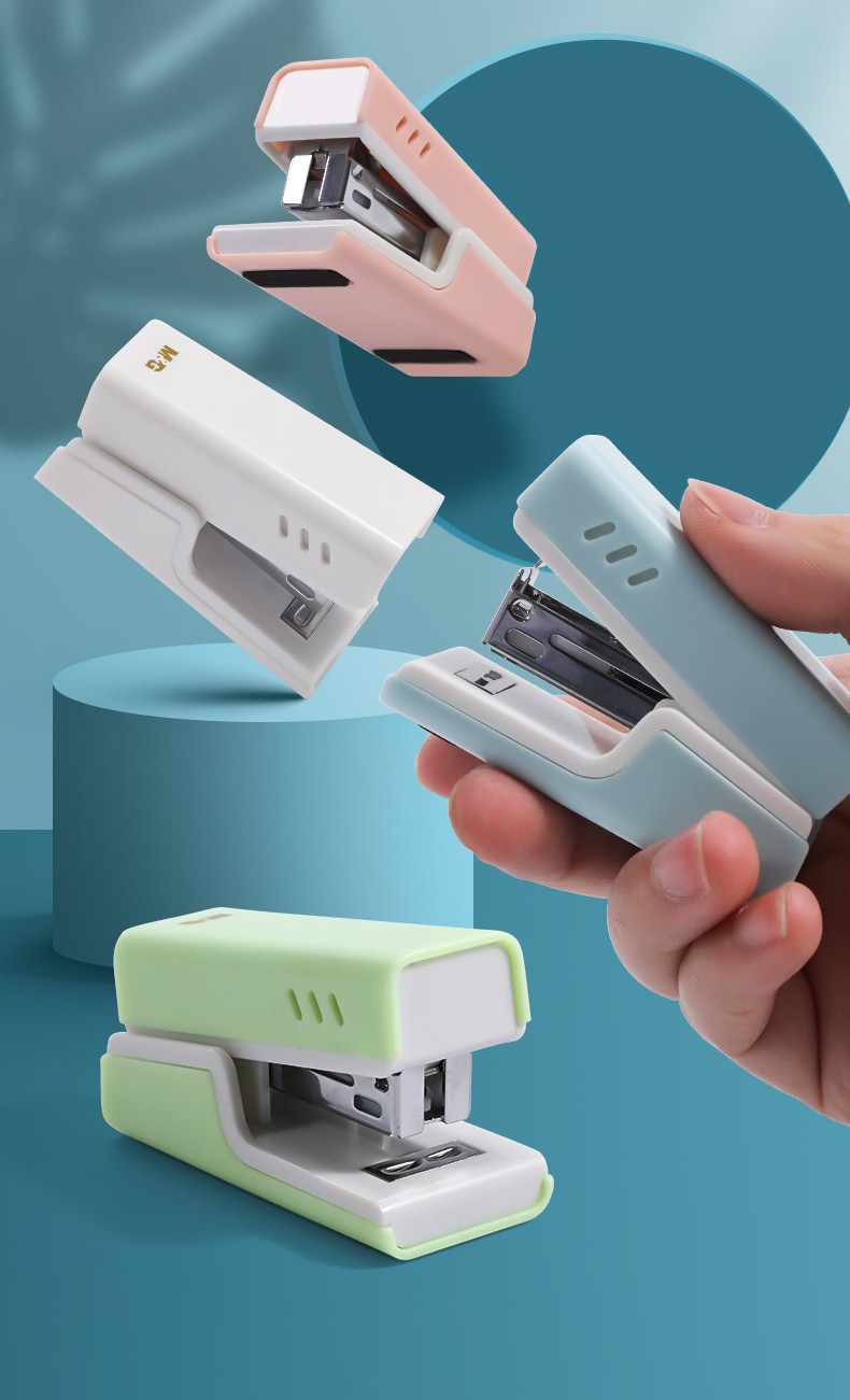 晨光订书机学生用莫兰迪色迷你小号钉书机便携式办公用省力订书器可爱