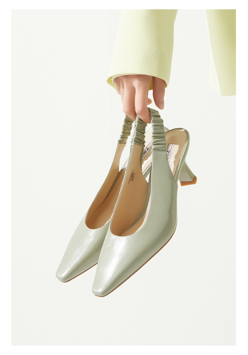 73hours女鞋优雅酒杯跟单鞋高跟后空凉鞋心动和弦2022春款米白色38