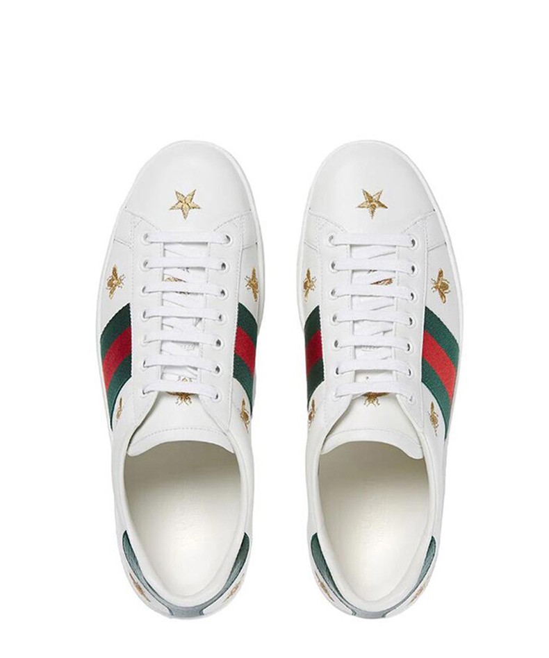gucci古驰男士星星蜜蜂刺绣休闲板鞋白色386750a38f09073白色5