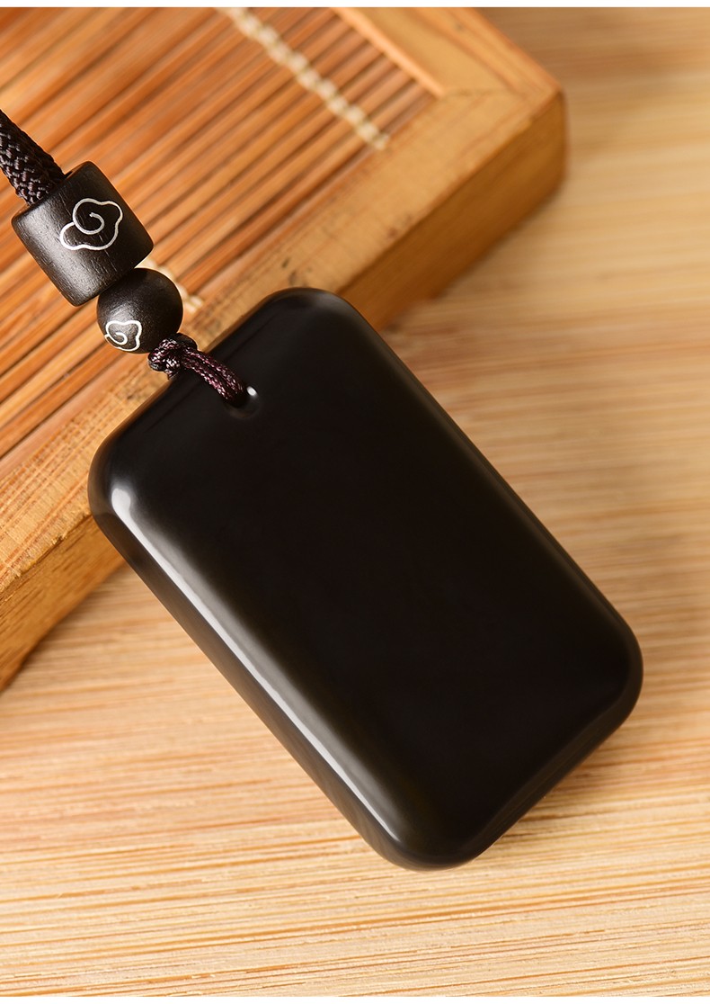 玉等我 天然新疆和田玉墨玉吊坠 平安无事牌玉坠玉佩项链男女挂件