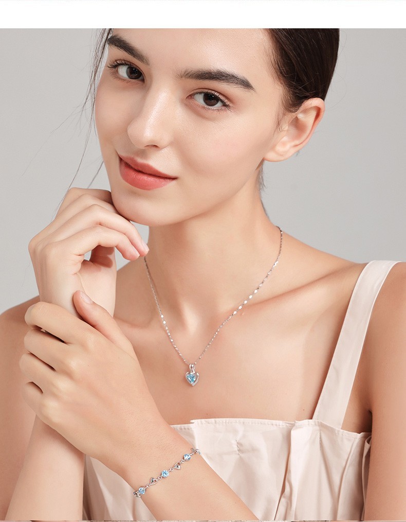 法卡曼奢侈品牌铂金项链女镶托帕石吊坠时尚首饰品pt950白金锁骨链