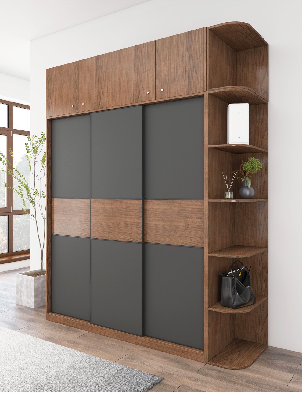 【咨询返现5%】慕尼思丹 衣柜 木纹衣柜 推拉门衣柜 整体大衣橱 卧室