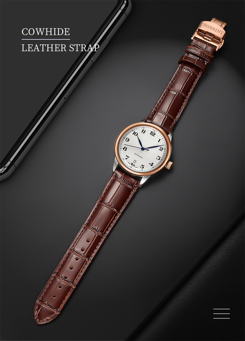 罗西尼表带男真皮代用原装启迪勋章典美live雅尊商务等系列蝴蝶扣女