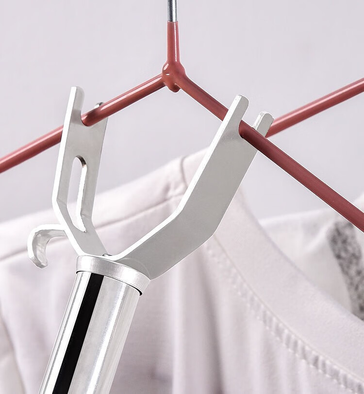 不锈钢伸缩撑衣杆加长衣叉家用挑衣杆晾衣丫叉伸缩晒衣撑杆取衣叉家用