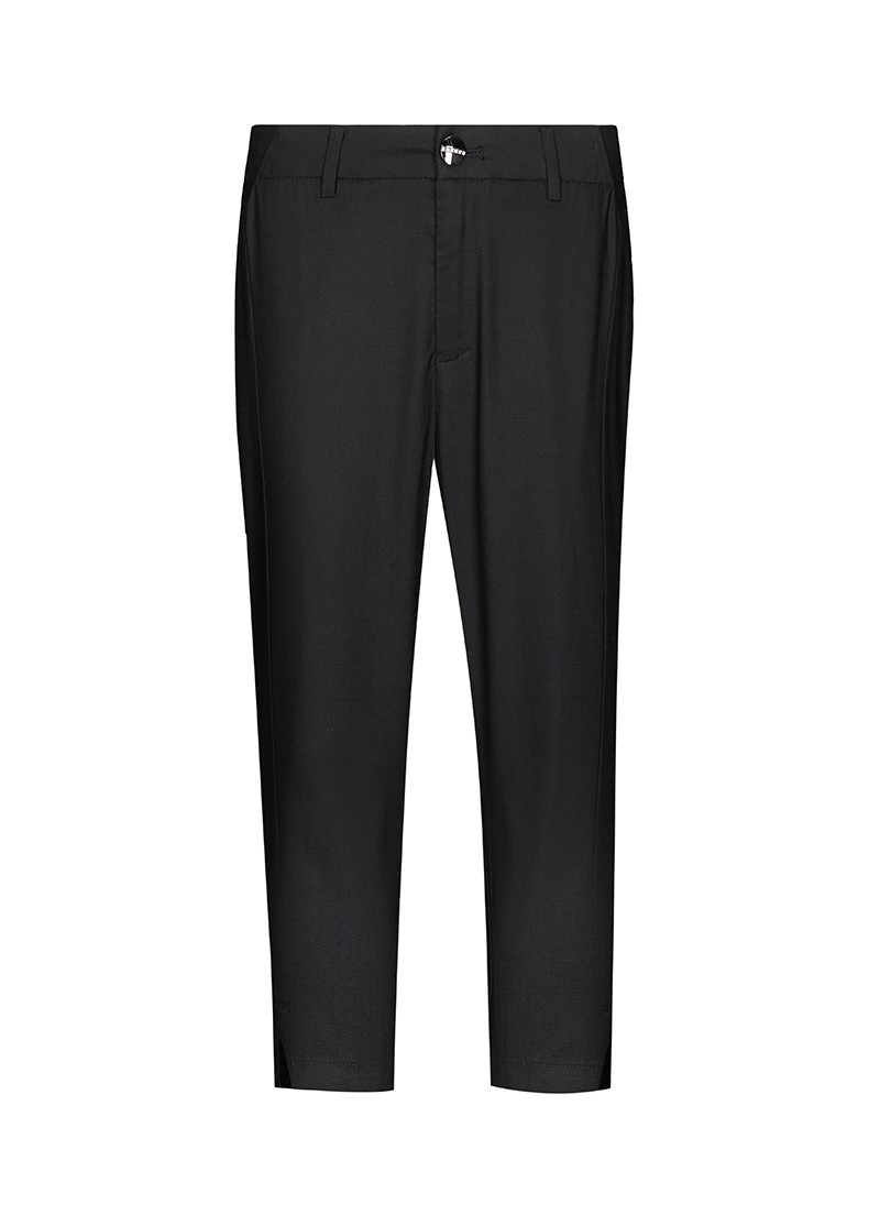 百斯盾八分板裤女装休闲裤2021春夏新款冰丝凉感简约潮时尚女裤黑色29