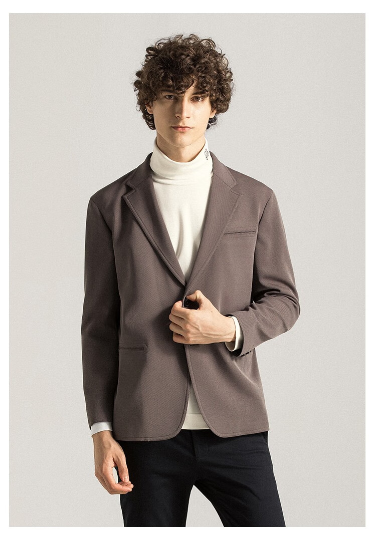 hechter丹尼爱特 商务休闲春秋正装商务单西修身西服 深灰色 52【图片