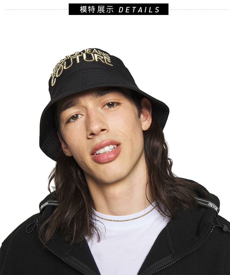 versacejeanscouture范思哲男女同款同款情侣黑色刺绣字母棉质渔夫帽