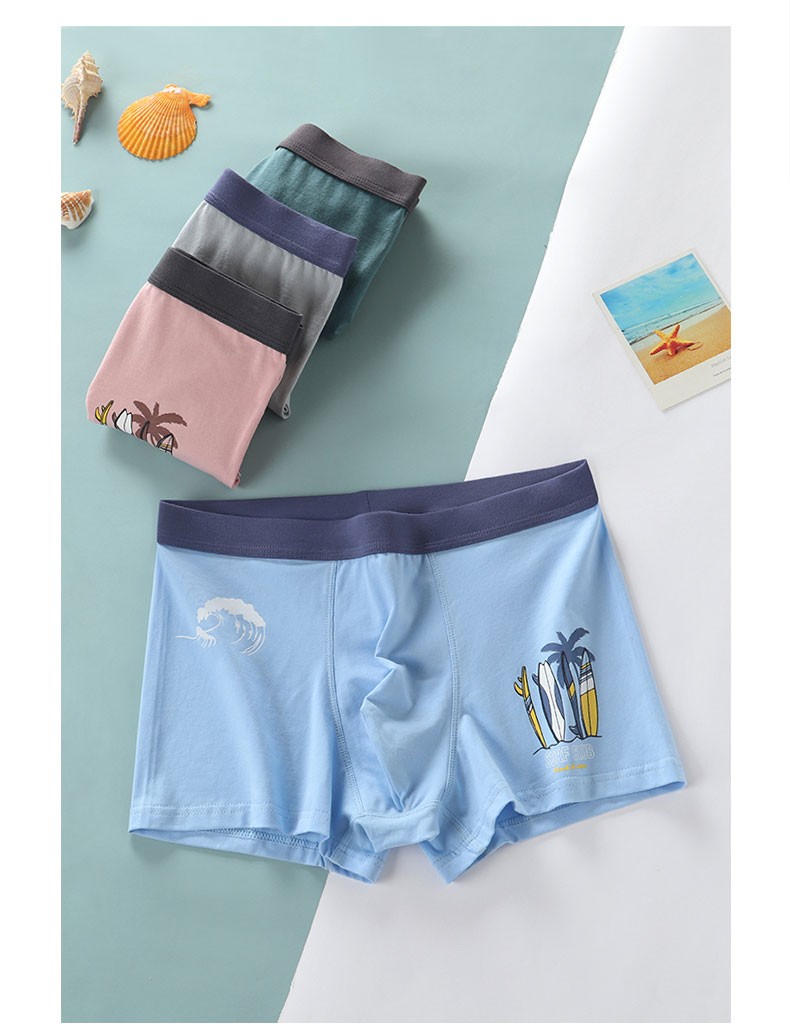 青少年内裤男中学生男孩发育期平角裤15岁棉质中大童男童四角裤4条装