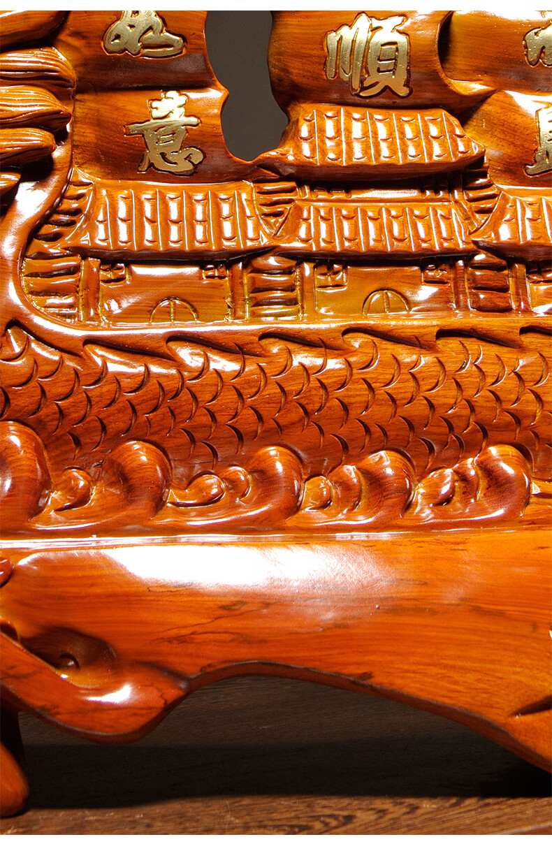 思古黄花梨木雕一帆风顺龙船摆件招财风水办公室桌面摆件实木雕刻工艺